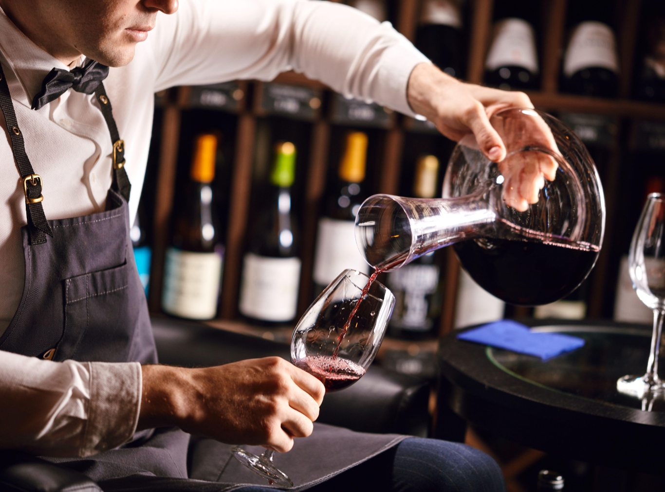 Pouring wine on glass